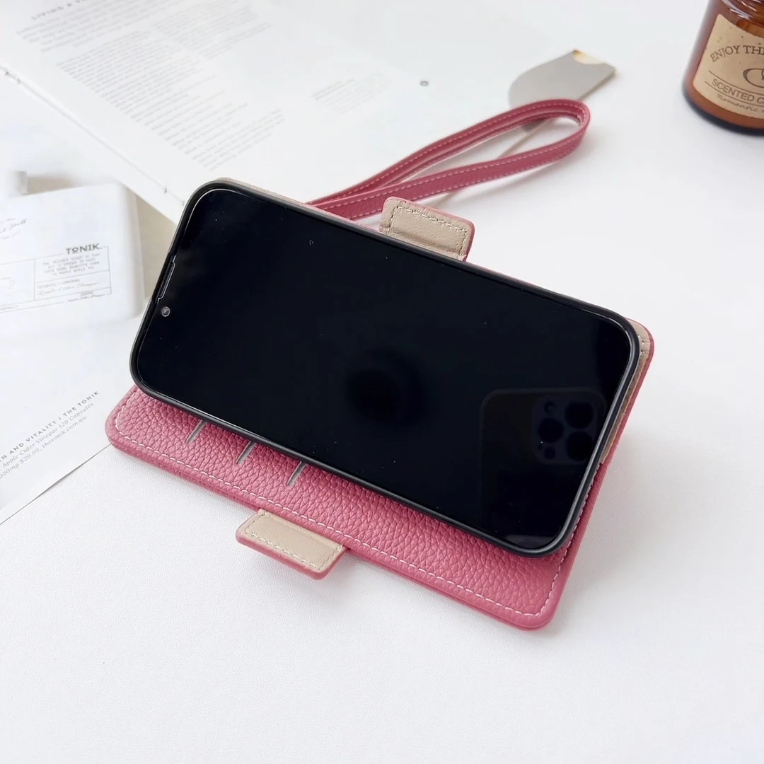 Niedliche 3D-Kaninchen-Blumen-Leder-Handy-Mappenhülle für iPhone 16 15 14 Plus 13 12 11 Pro Max XS X SE 16e Kartensteckplatz Flip-Cover – Detail 5