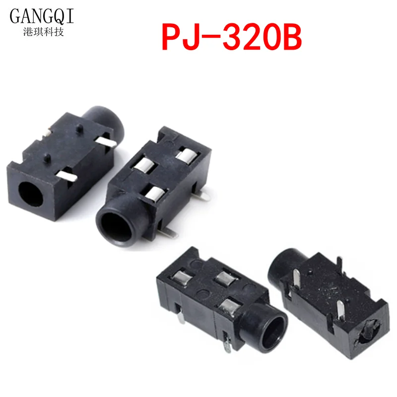 삼각대 실버 패치 PJ-320B 3.5 SMD/DIP 헤드폰 잭 3.5 잭, PJ-320B 모노 커넥터, 20 개