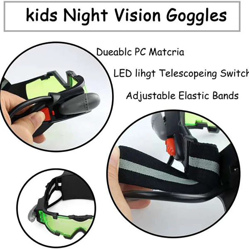 Night Vision Goggles Adjustable Kids LED Night Goggles For Racing Bicycling Hunting To Protect Eyes Children Gift