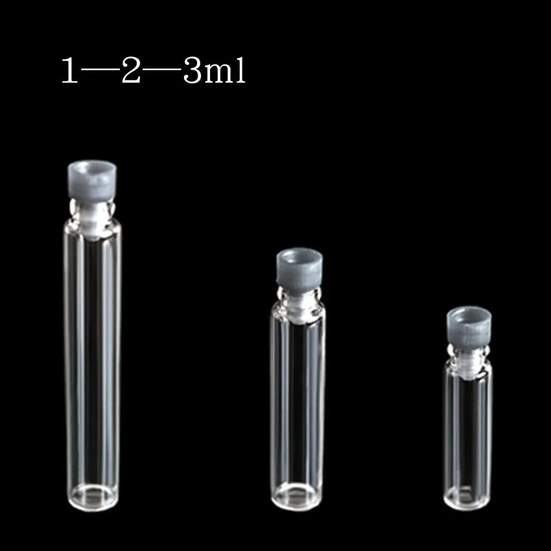 Botella de tubo de ensayo de Perfume, minidispensador de aceite refinado portátil, botella de vidrio de prueba con enchufe interno, 10 piezas, 1/2/3ml