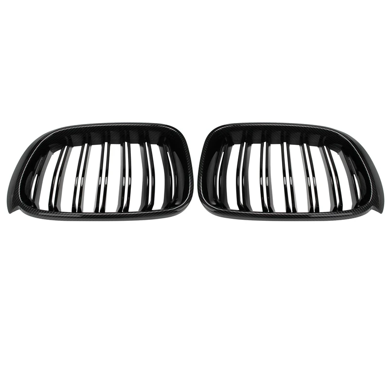 

Front Bumper Kidney Grille Dual Line Mesh Grille For-BMW X3 X4 F25 F26 2014 2015 2016 2017, Carbon Fiber