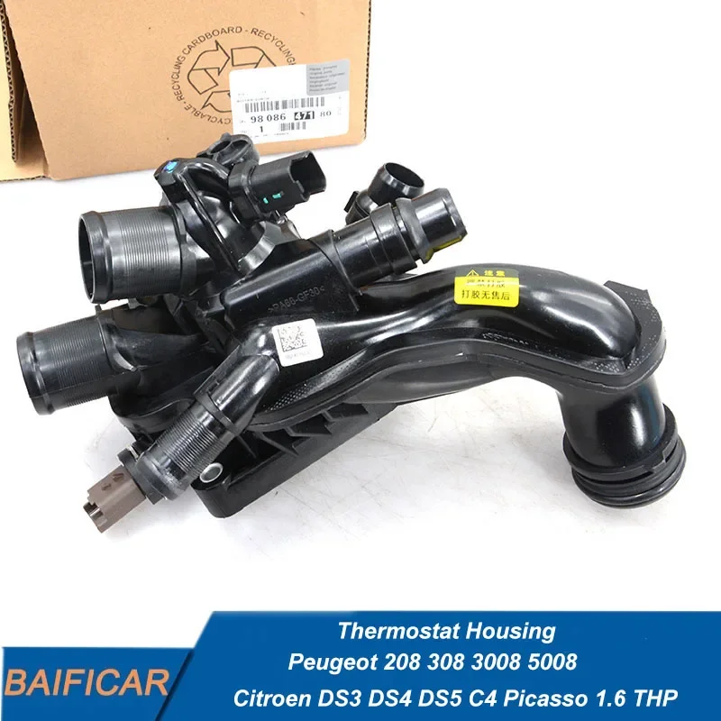 Baificar New Genuine Coolant Thermostat Housing 9808647180  For Peugeot 208 308 3008 5008 Citroen DS3 DS4 DS5 C4 Picasso 1.6 THP