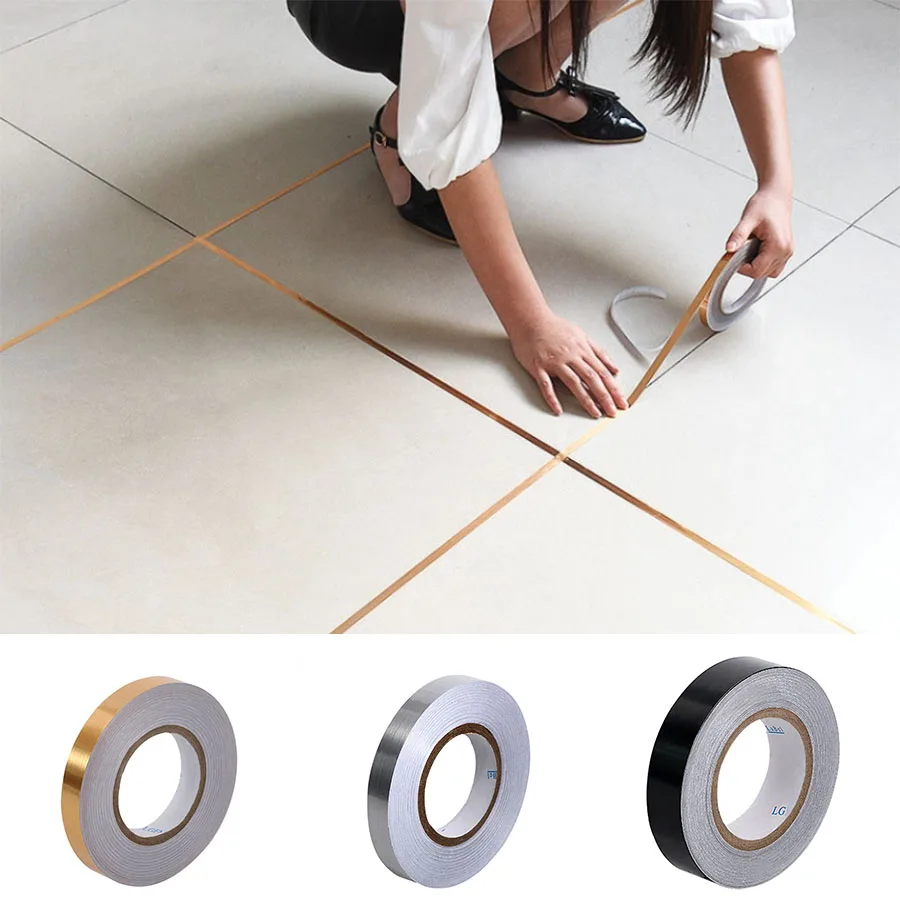 자체 접착 바닥 벽 솔기 실란트, 방수 벽 씰링 테이프, 접착 바닥 타일 스트립 솔기 골드 블랙, 50m