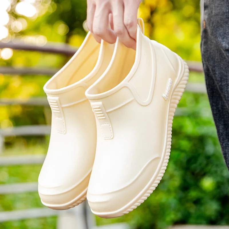 

New Waterproof Shoes Women Lightweight Rain Boots Short Tube Anti Slip Shoes Low Cut All Season Rain Boots Adult Water Boots