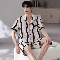 Ice Silk Short-sleeved Shorts Sleepwear Suit High-value Student Dorm Home Clothes Set Summer Men's High-quality Pajamas Cool