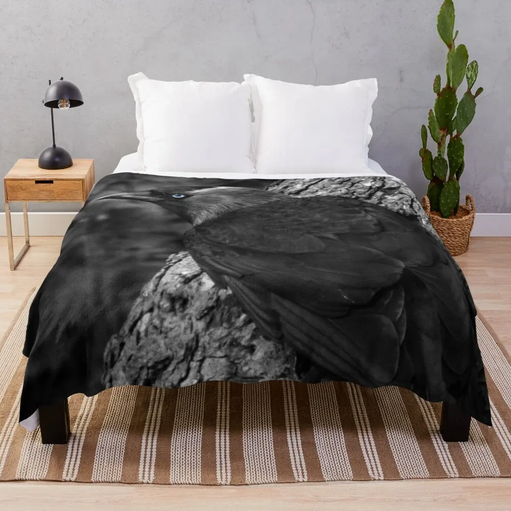 

Black common crow Throw Blanket valentine gift ideas Flannel Soft Beds Comforter Blankets