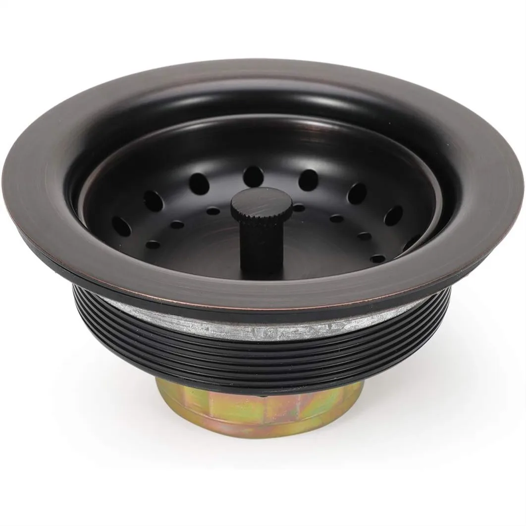 

3-1/2 Inch Kitchen Sink Drain Assembly with Strainer Basket and Stopper, 304 Stainless Steel Oil Rubbed Bronze, Rustproof for