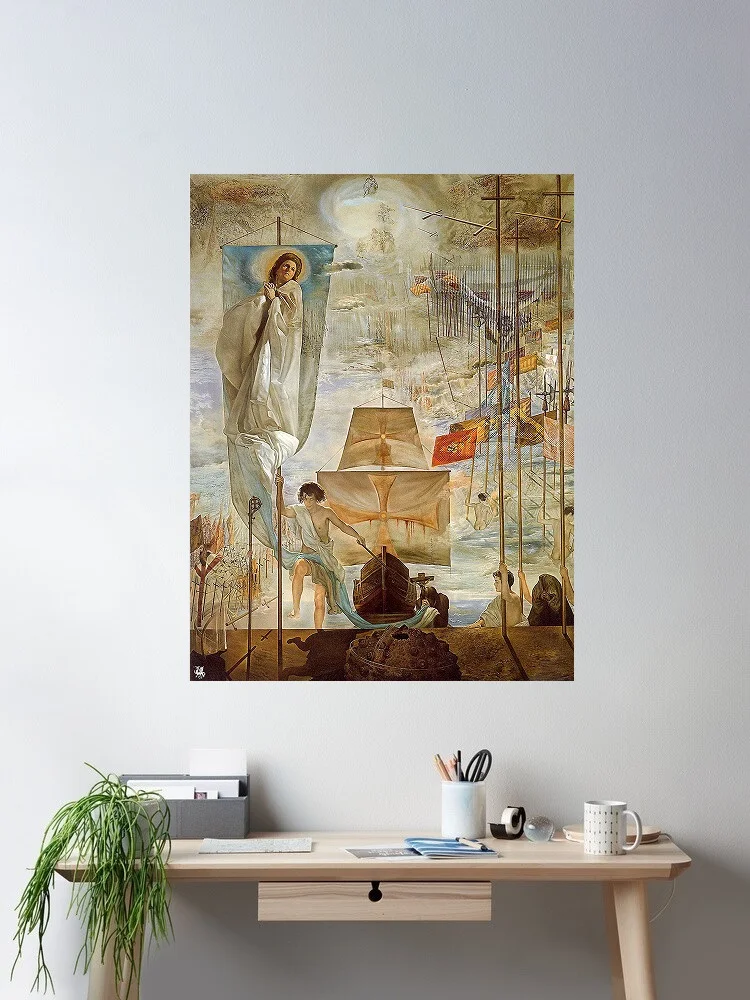 Odkritje Amerike s ilustra la pintura de Salvador Dalí de San Cristóbal, impresión artística en lienzo, decoración para sala de estar, pared del hogar
