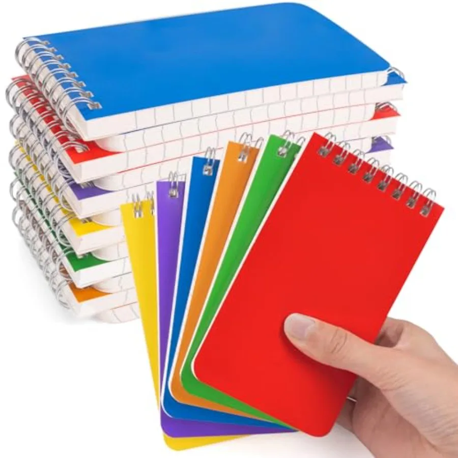 

Pocket Notebook Bulk 3x5 Inch, 18 Packs Mini Top Bound Spiral Notepad, Small Pads 6 Colored, 60Sheets/120Pages 80GSM Memo Notep