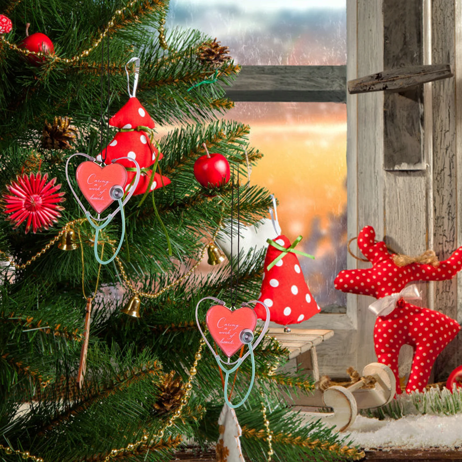 

Acrylic Heart Stethoscope Pendant Christmas Tree Decorations Elegant Wall Hanging nament Long Lasting Smooth Lines Xmas Party