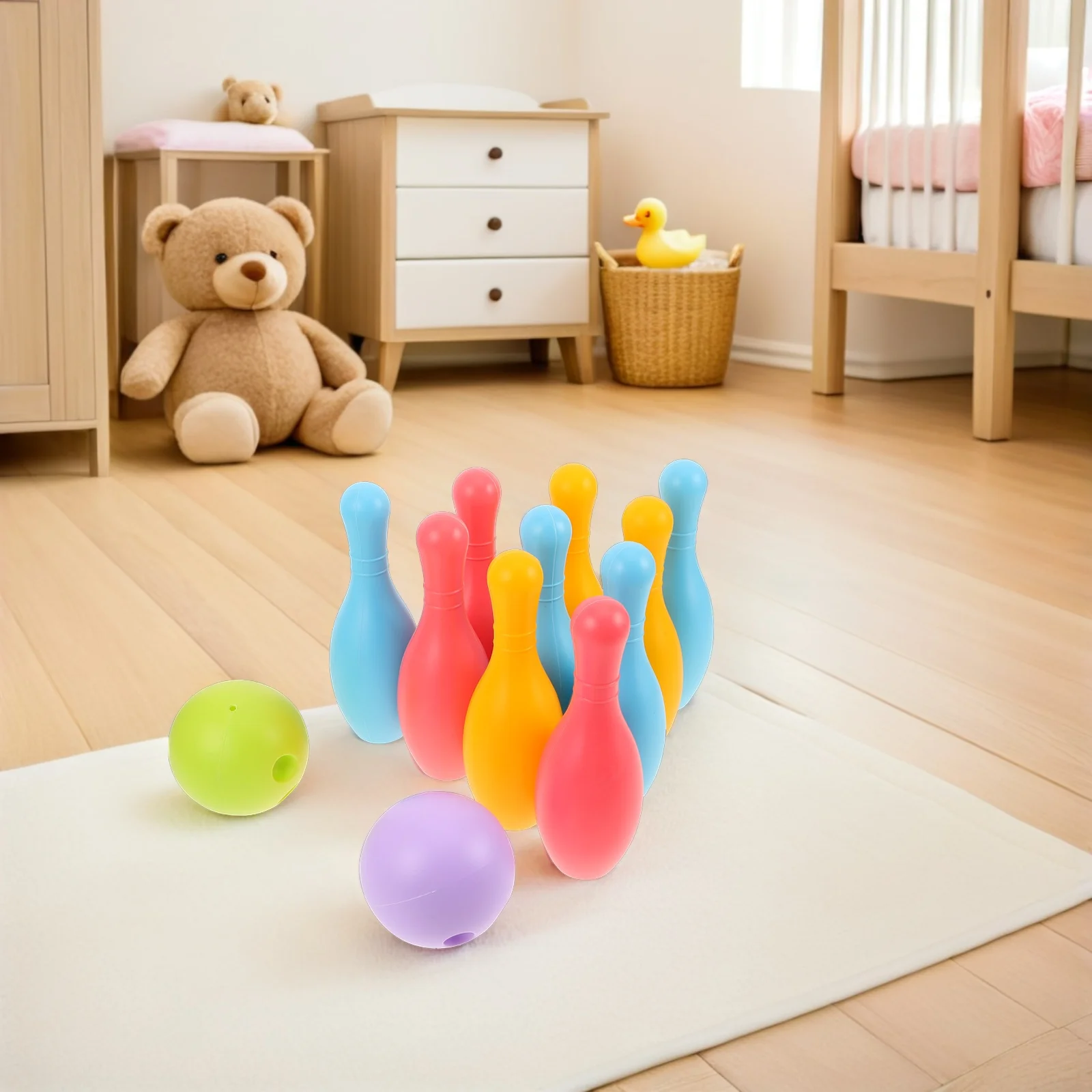 

2Sets Childrens Bowling Set Plastic Indoor Outdoor Fun Birthday Party Preschool Activity Enhance Handeye Coordination