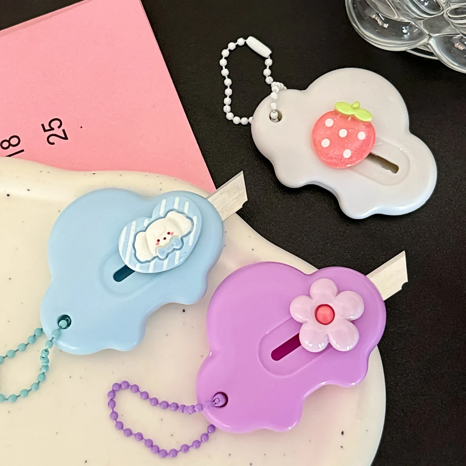 3 pezzi creativi e carini per lo styling dell'auto, coltello da taglio per carta da ufficio per studenti, scatola aperta portatile, piccola lama