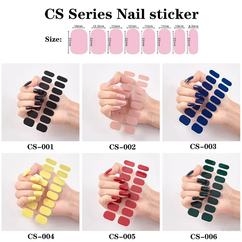 Heallor 16Tips UV Semi Cured Nail Stickers Red&Black Lamp Gel Nail Polish Wraps Full Cover Adhesive Nails Decals Sliders Lamp Ne