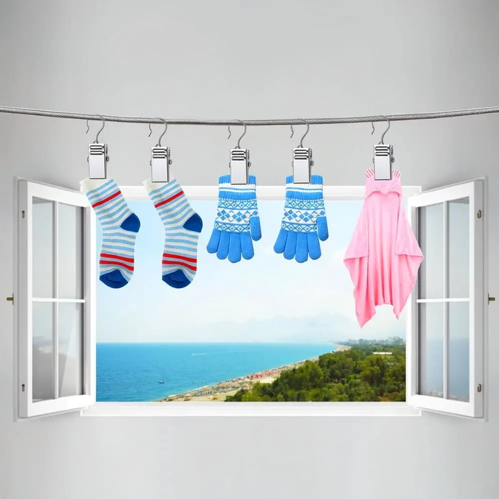 Heavy Duty Stainless Steel Curtain Hooks Strong Grip Clips Anti Rust Drapery Hangers For Window Dressing Home Hardware