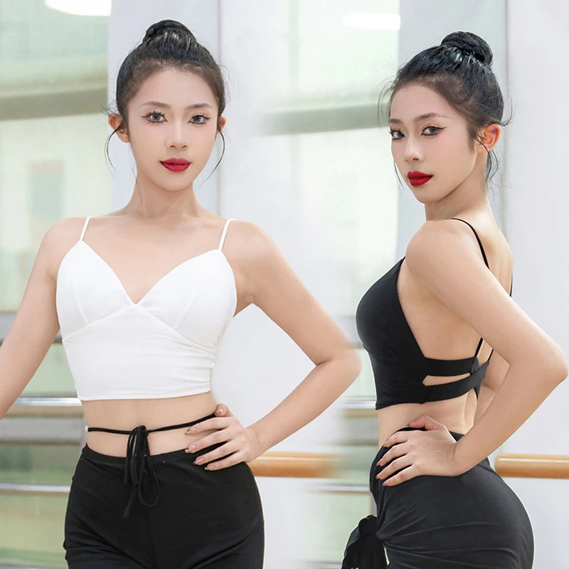 

Сексуальный бюстгальтер для латинских танцев, топ для взрослых, черная одежда для танцев самбы, румбы, одежда для бальных танцев, танго, женская майка AMY2452