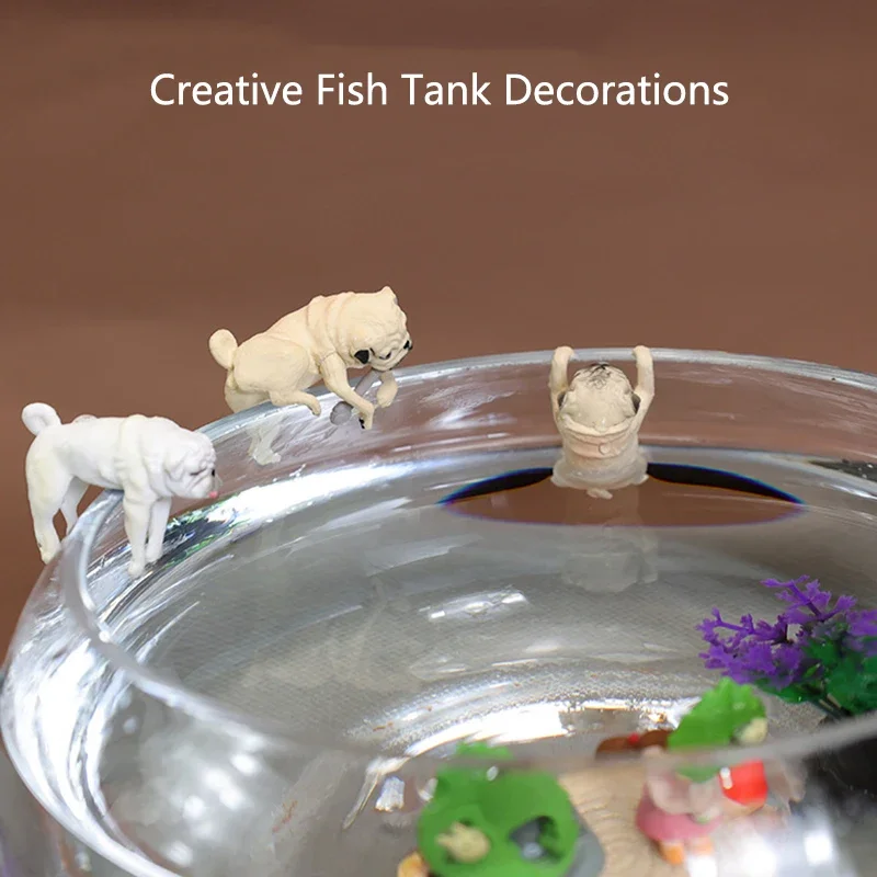 Simulation mini Ornaments Fish Aquarium Decor Artificial pet dogs Fish Tank Decoration Animal Figurine Dollhouse Home Decor