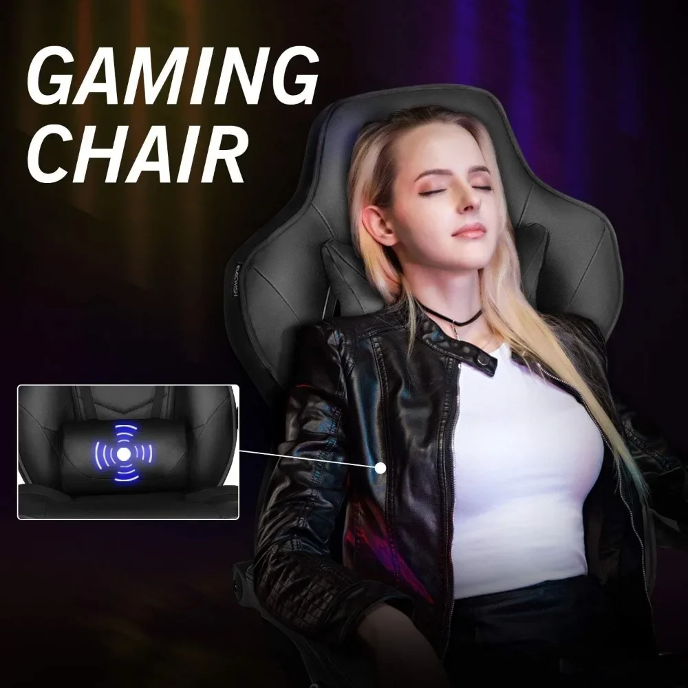 Gaming Chair with Massage for Adults Ergonomic Racing Style High Back Computer Chair with Footrest Headrest and Lumbar Support