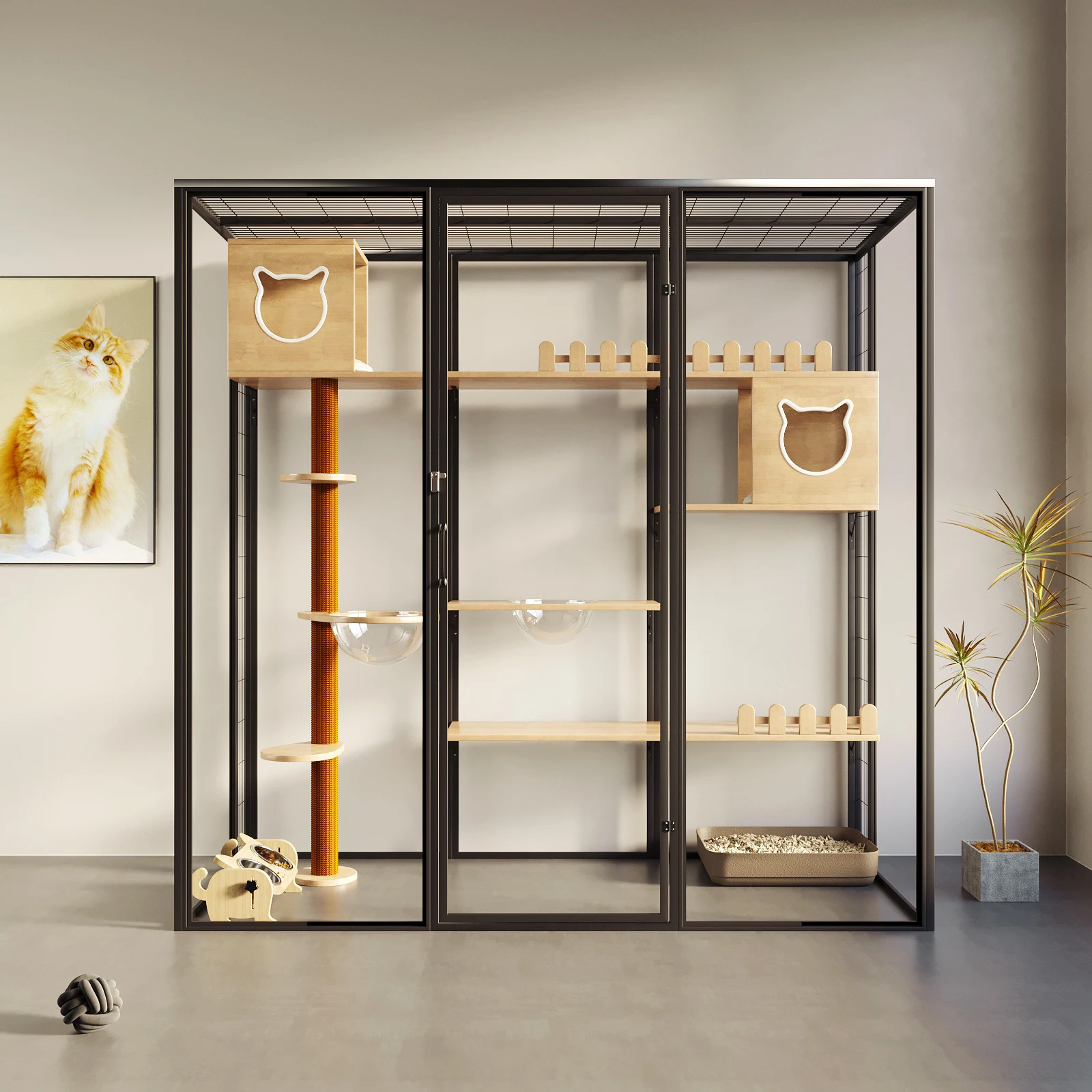 

Cat Cabinet Can Be Customized Large Glass Cat Room Panoramic Cat Cage Cat Villa Super for Everyone Solid Wood Villa Interior