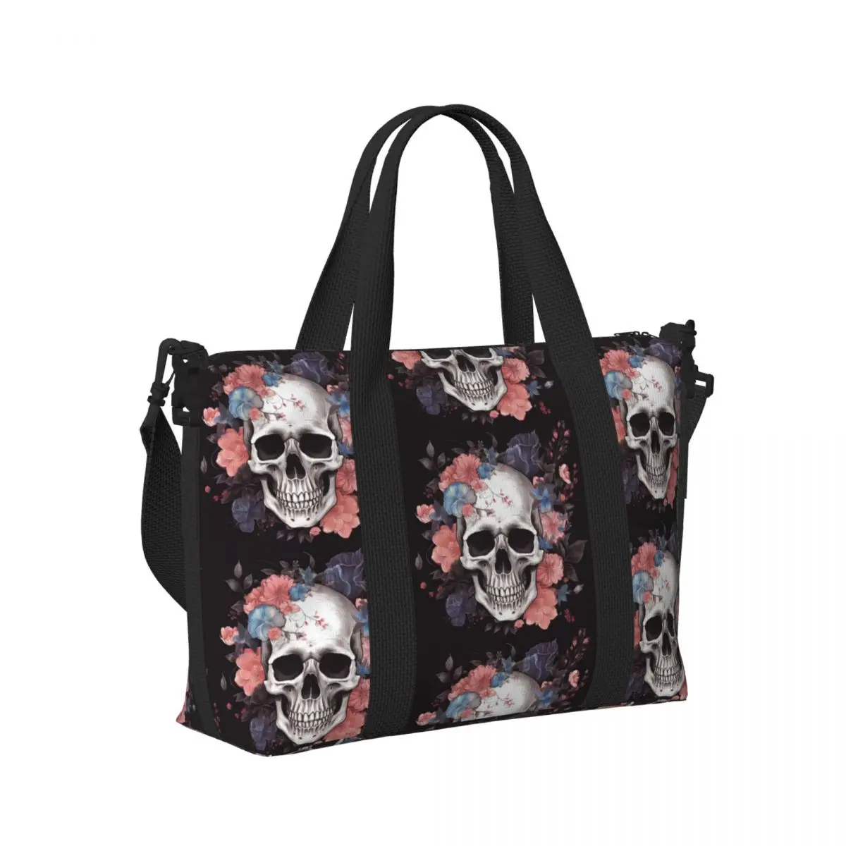

Vintage G-Grunge-S Gothic Skull Roses Beach Travel Bag Large Capacity Tote Bags for Gym Yoga Women Shopping Duffle Shoulder Bag