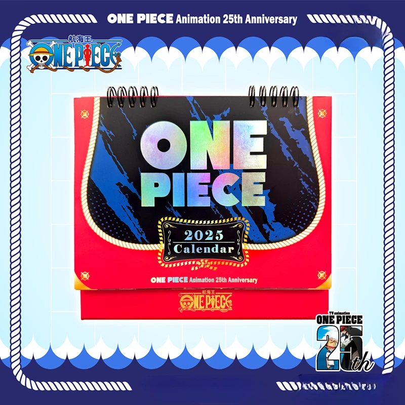 Anime One Piece 25th Desk Calendar 2025 Cartoon Luffy Zoro Standing Flip Desktop Calendar Daily Planning Monthly Calendar Gift