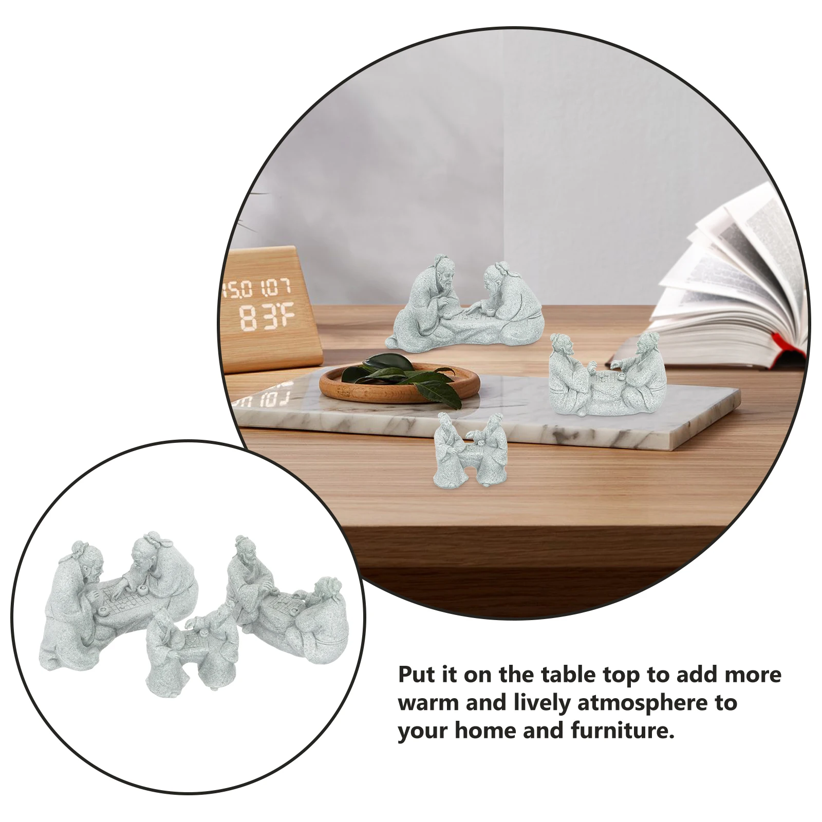 

3pcs Old Man Statue Garden Decor Sandstone Landscape Ornament Bonsai Desktop Sculpture Unique Courtyard Adornment Zen Decoration