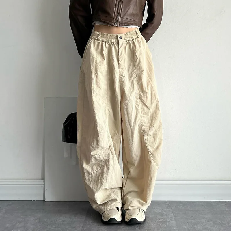 QWEconvex-Pantalon cargo baggy pour femme, Streetwear vintage, Parachute, Pantalon de survêtement Harajuku, Hip Hop, Jogger surdimensionné, Large FJG, Y2K, Été