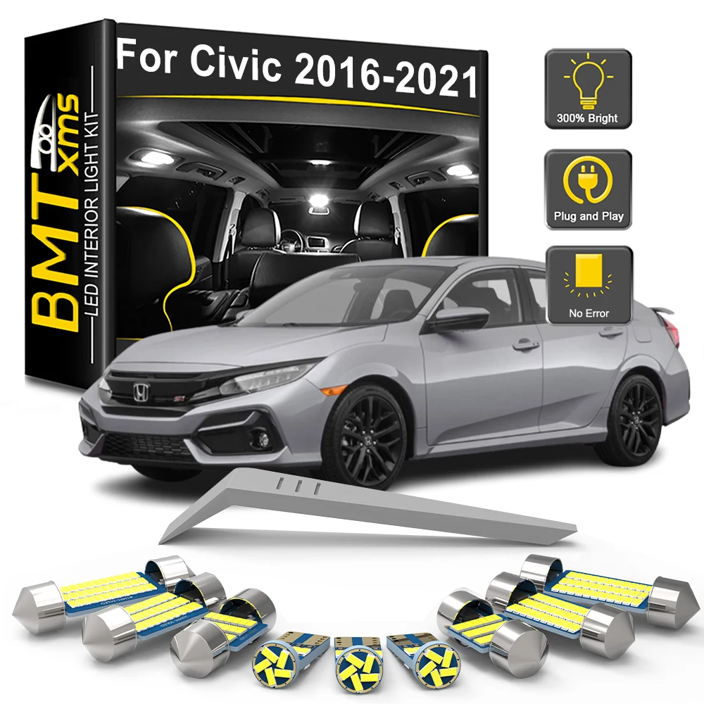 

BMTxms 10 шт. светодиодная лампа Canbus, светодиодная внутренняя лампа для Honda Civic X 10 MK10 10-го поколения 2016 2017 2018 2019 2020 2021, автомобильные аксессуары