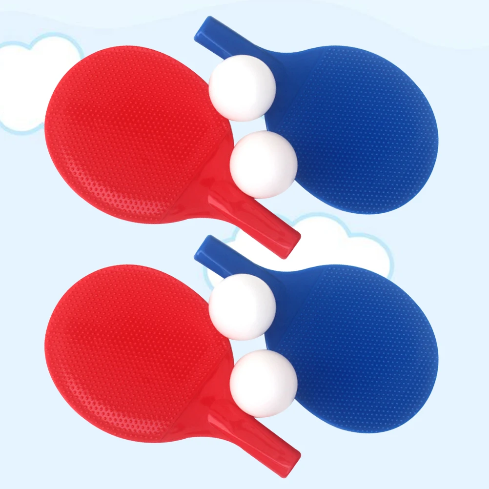 

2 set Table Tennis Rackets Set Plastic Kids Outdoor Pong For Beginners With 4 Balls Smooth Safe Design Red Blue