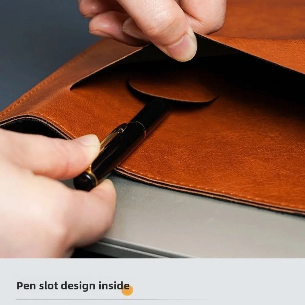 Bolsa retrô de couro PU para documentos A4, bolsa para laptop comercial com botão, pasta de arquivo portátil, armazenamento de escritório