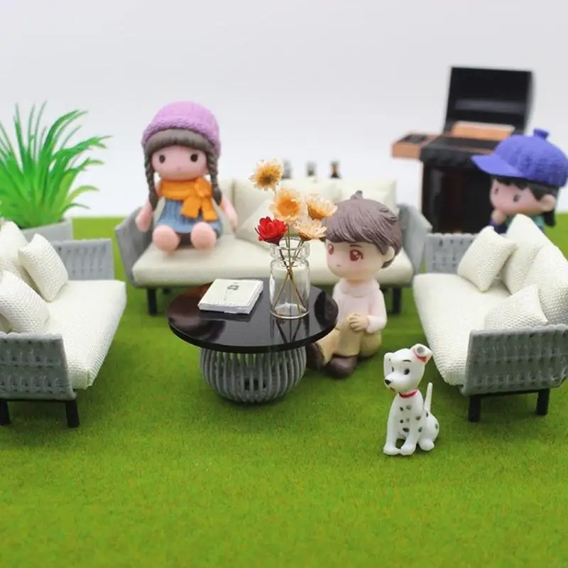 

54DA Realistic Miniature Sofa Model Figurine Dollhouses Accessories Scene Display Toy