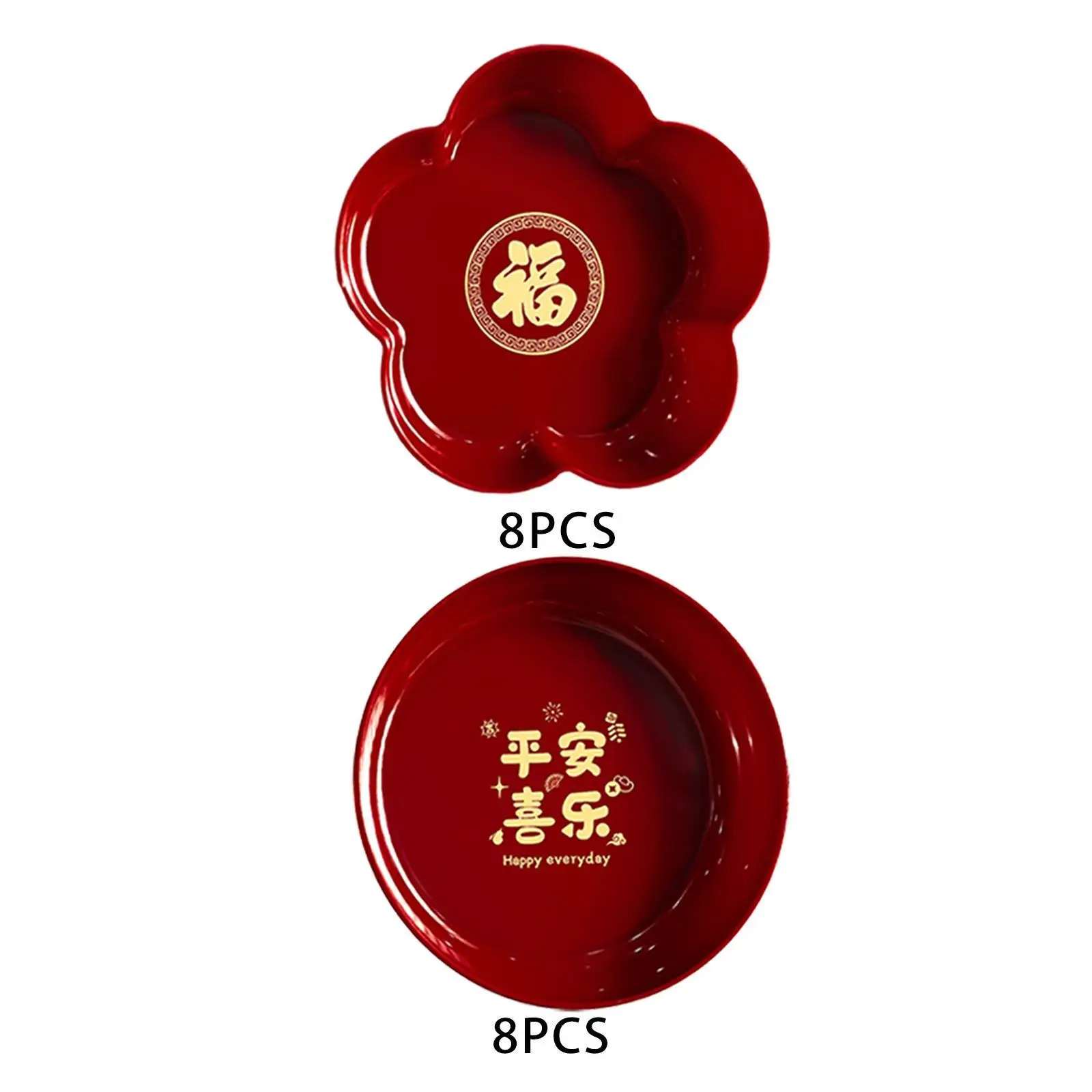 8Pcs Fruit Bowl Festive Candy Nut Serving Tray Household Living Room Red Fruit Tray Set Coffee Table Fruit Plate for Kitchen