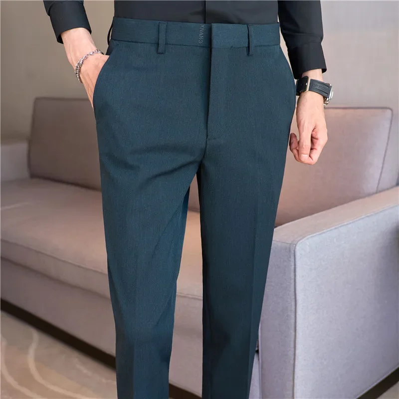 

Dress Pants Men 2024 Autumn British Style Suit Pants Business Casual Slim Fit Solid Casual Formal Dress Trousers Men Clothing