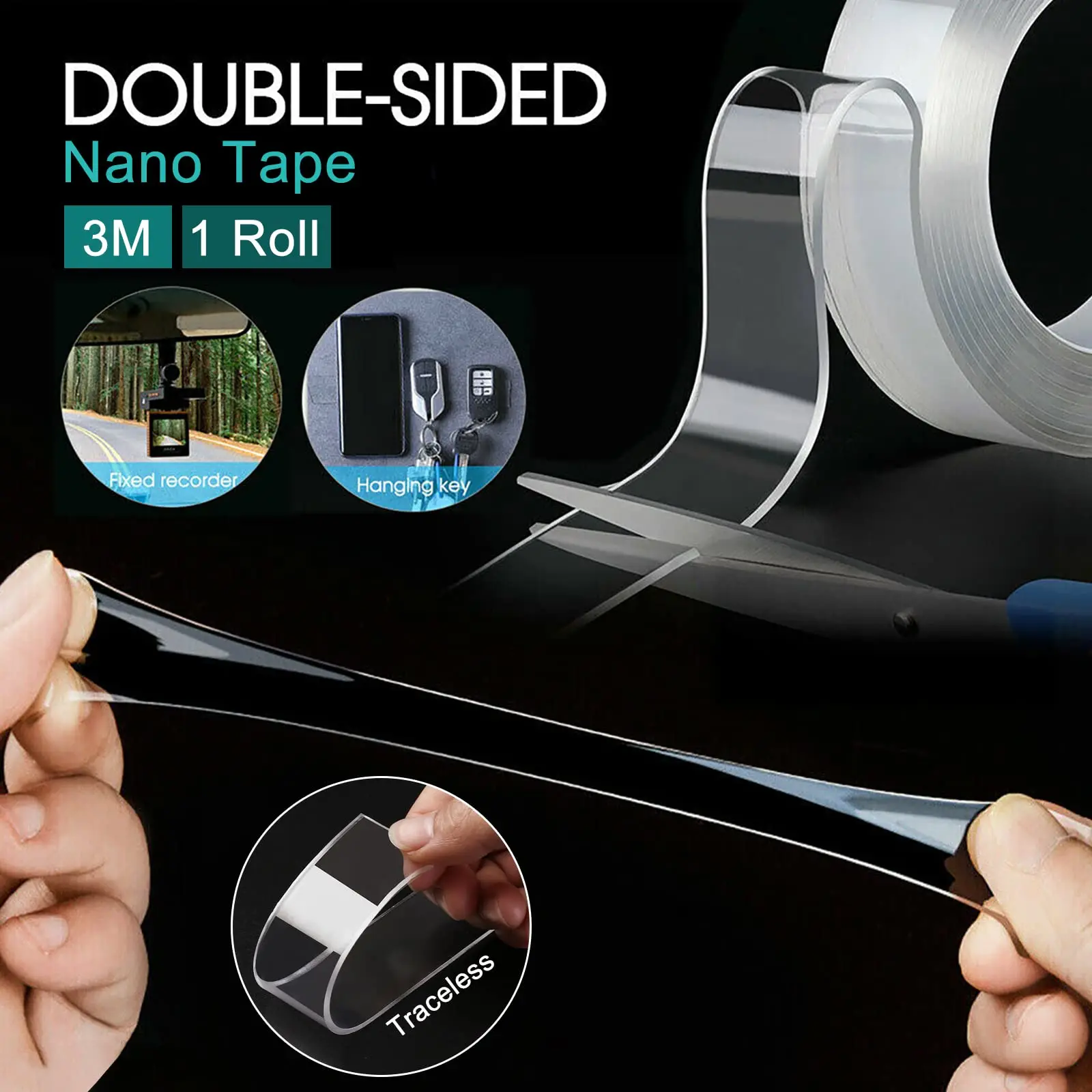 Clear Double Sided Nano Tape, Transparent Strong Adhesive Removable Tape, Heavy Duty Sticky Tape for Home Office Use - Detail 1