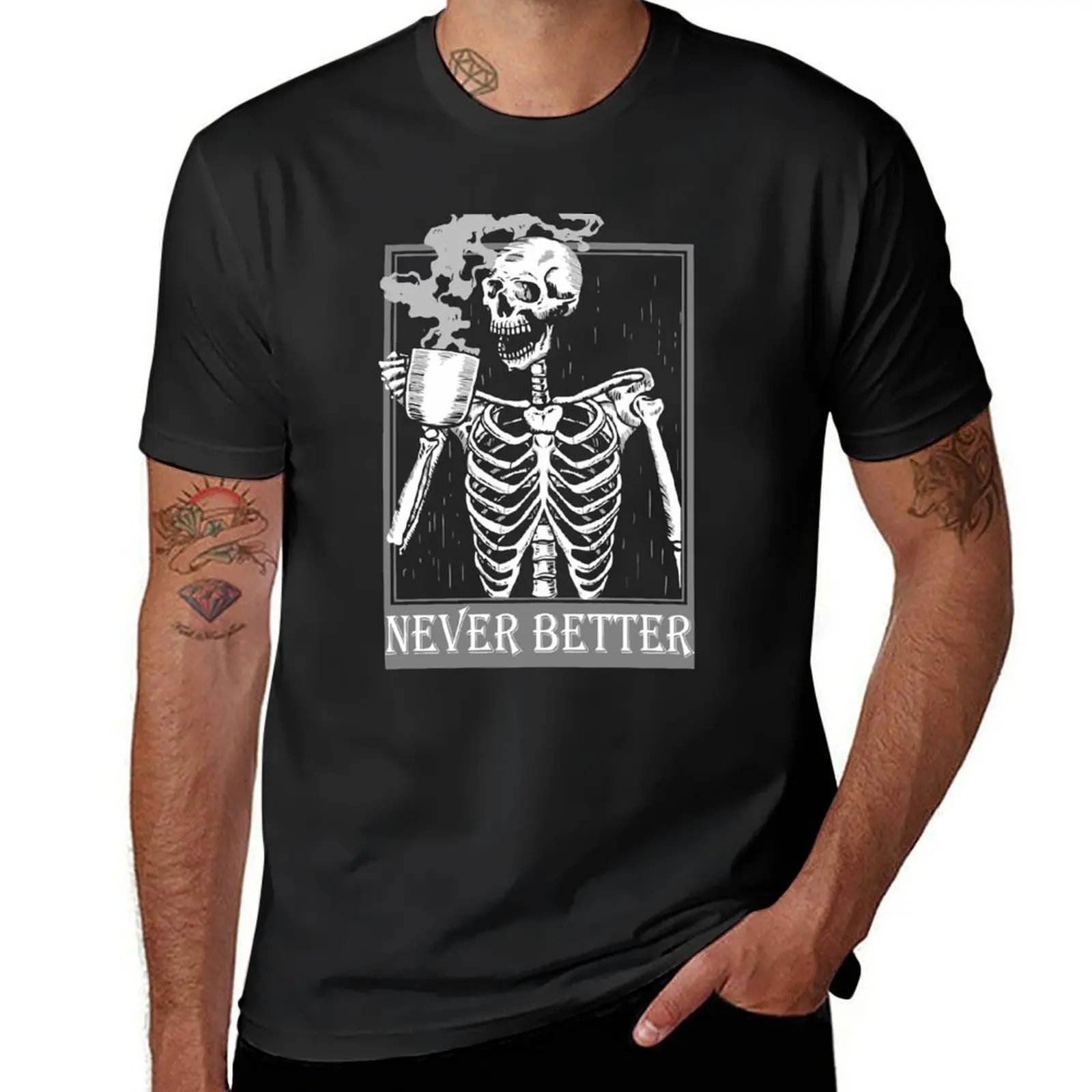 

Футболка с надписью «Never Better Skeleton»
