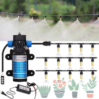 5-30M Adjustable Brass Misting 45W Pump Self-Priming Kit Outdoor Cooling System Water Irrigation Automatic Power Supply