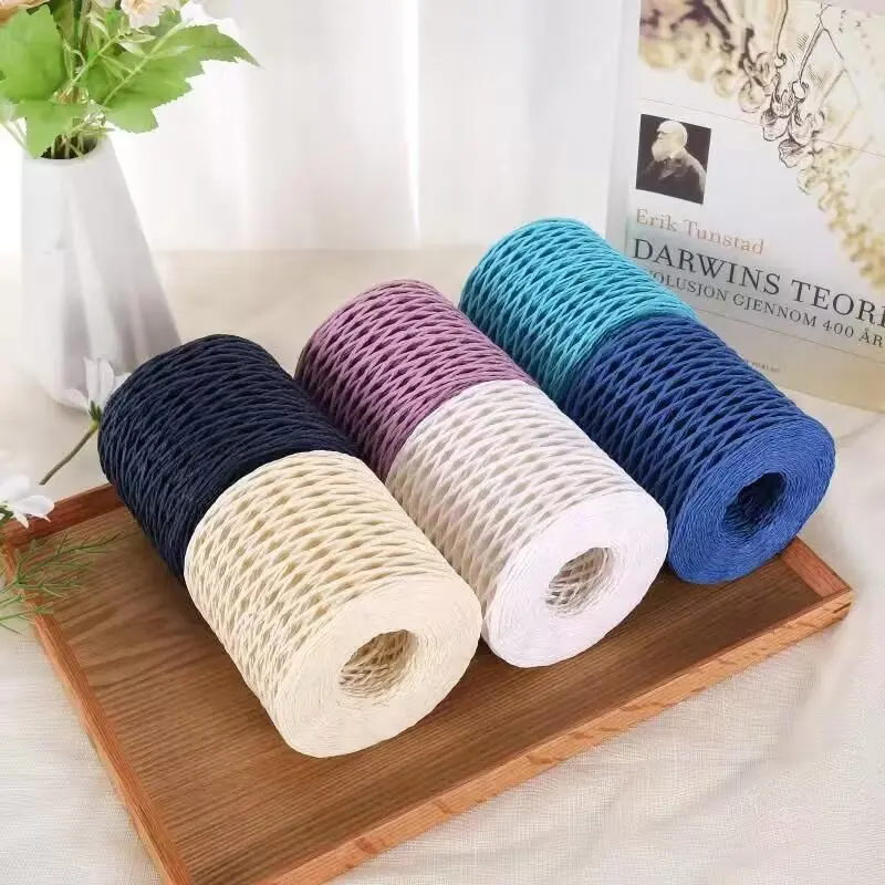 190g Raffia Yarn, Straw Paper Yarn Made in Bamboo Fiber, Handmade DIY Materials, Suitable for Making Summer Hat, Slippers, Bags, Cup Sets, Various Cute Ornaments, Hanging Ornaments, Ropes for Wrapping