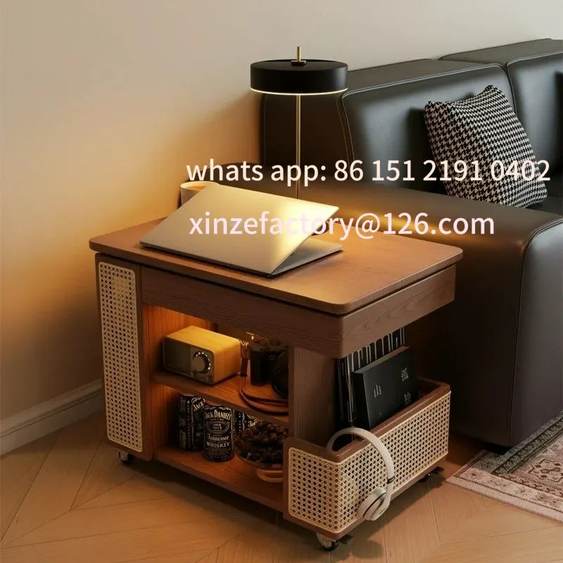 

Customizable solid wood movable side table bus lift coffee table