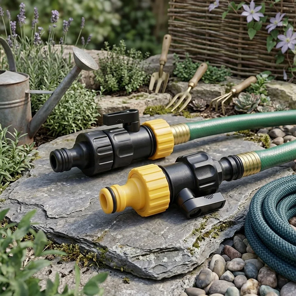 2 Pack Inline Garden Hose Shut-Off Valves with 1/2 Inch Female Ends Suitable for Balcony Watering and Lawn Irrigation