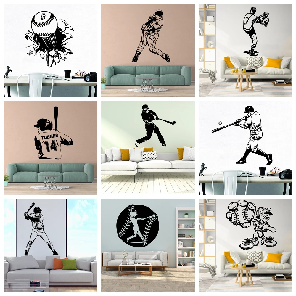 1 pc Beauty baseball Home Decoration Accessories For Living Room Kids Removable Decor Wall Decals