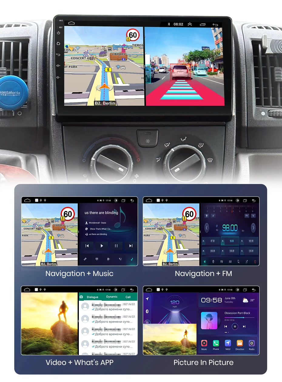 Junsun Kabelloses CarPlay Android Auto Autoradio für Fiat Ducato Peugeot Boxer 2 Citroen Jumper 2 2006 - 2023 2 DIN Multimedia-Stereoanlage mit Eingebautem Kühlventilator GPS-Navigation SWC Bluetooth FM RDS DSP IPS-Bildschirm Auto-Intelligentes System 4G WiFi 8-Kern-Prozessor – Detail 21