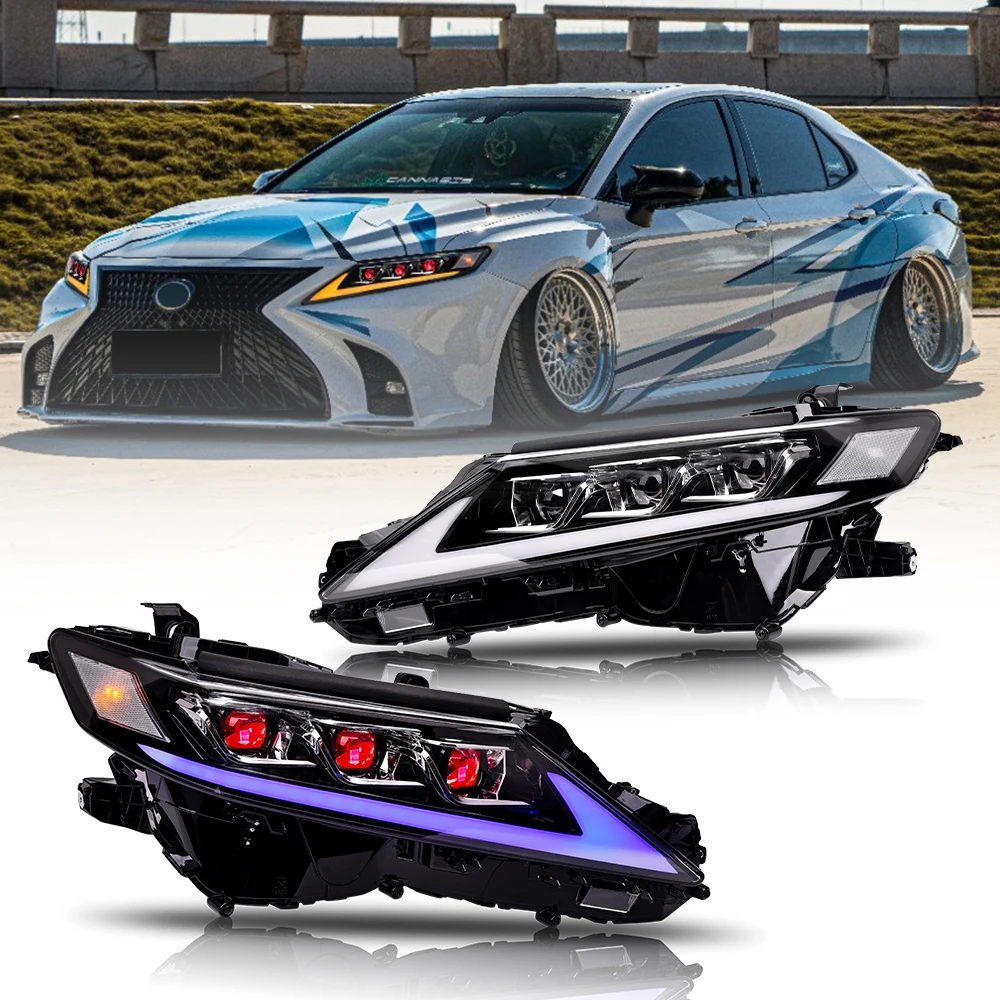 Headlights For Toyota Camry 2018-2022 With Devil Eyes LED HeadLamps Assembly Car Accessories Projector Start-up Animation