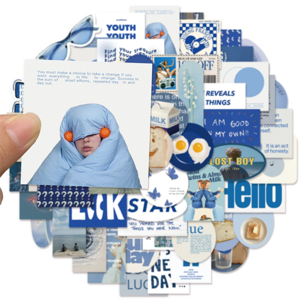57PCS Landscape Blue Healing Creative Graffiti Stickers DIY Phone Case Tablet Luggage Tag Stickers