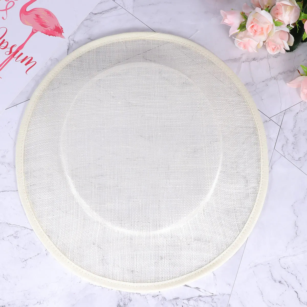 

Eco Friendly Beige Hat Bottom DIY Craft Accessory Yarn Round Base for Fascinators and Headpieces Wommen Sinamay Base