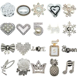 1/20pcs Silvery Metal Clog Charms Bling Luxury Style Crown Heart Fashion Women Men Shoe Charms Jean Set Metal Shoe Accessories
