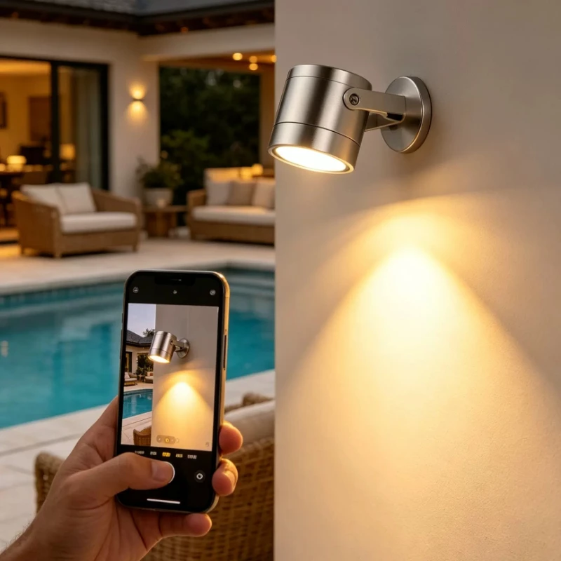 Bauhaus Silver Outdoor Wall LED Spotlight IP65 Waterproof Adjustable Angle wall Sconce Lamp Entrance Porch Sign Billboard Focus
