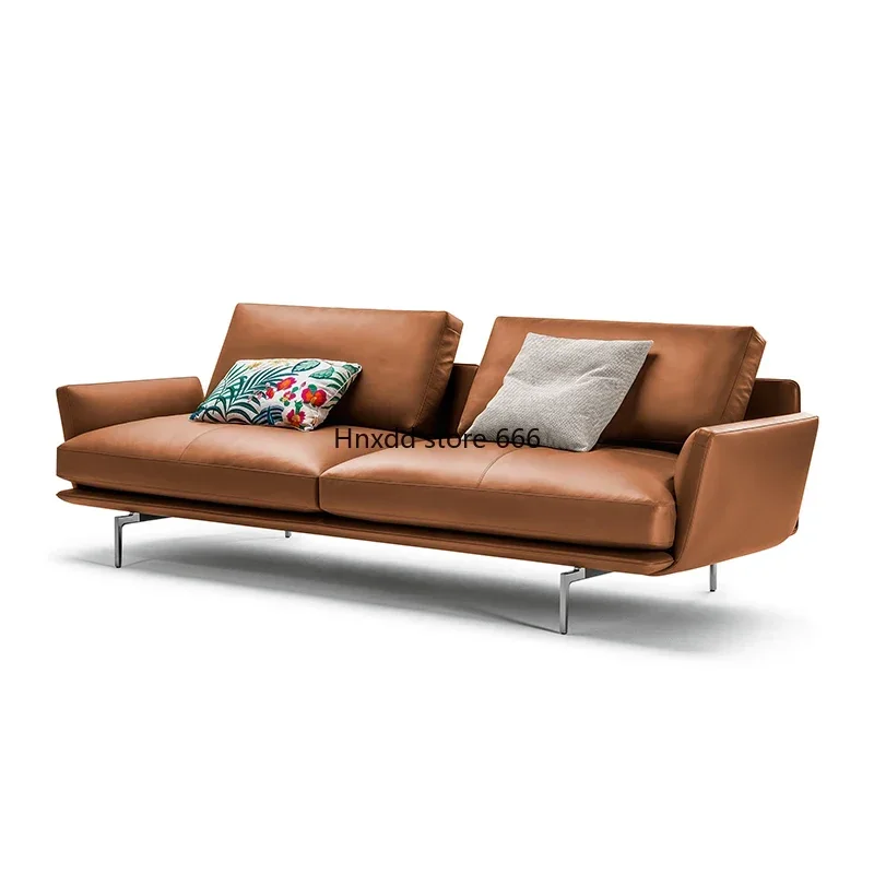 Italian minimalist leather sofa first layer cowhide special-shaped corner sofa