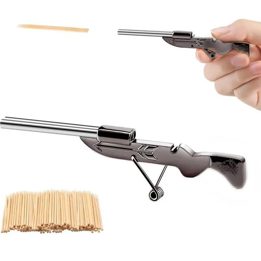 Portable Toothpick Launcher Mini Toothpick Launcher Miniature Toothpick Shooter Model for Desktop Decoration Collector Hobby Kid