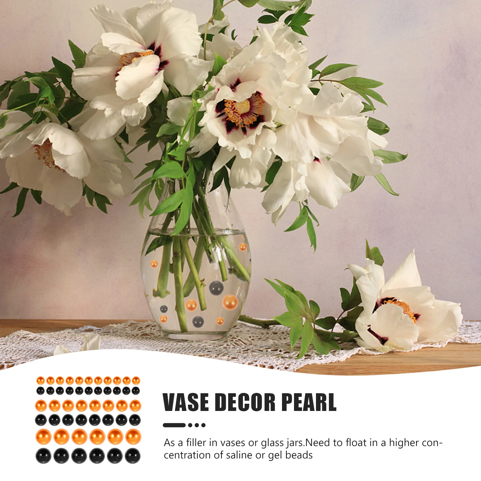 

500Pcs Floating Vase Decorative No Hole Pearls for DIY Flower Arrangements Vase Decor Supplies Floating Pearl No Hole Beads