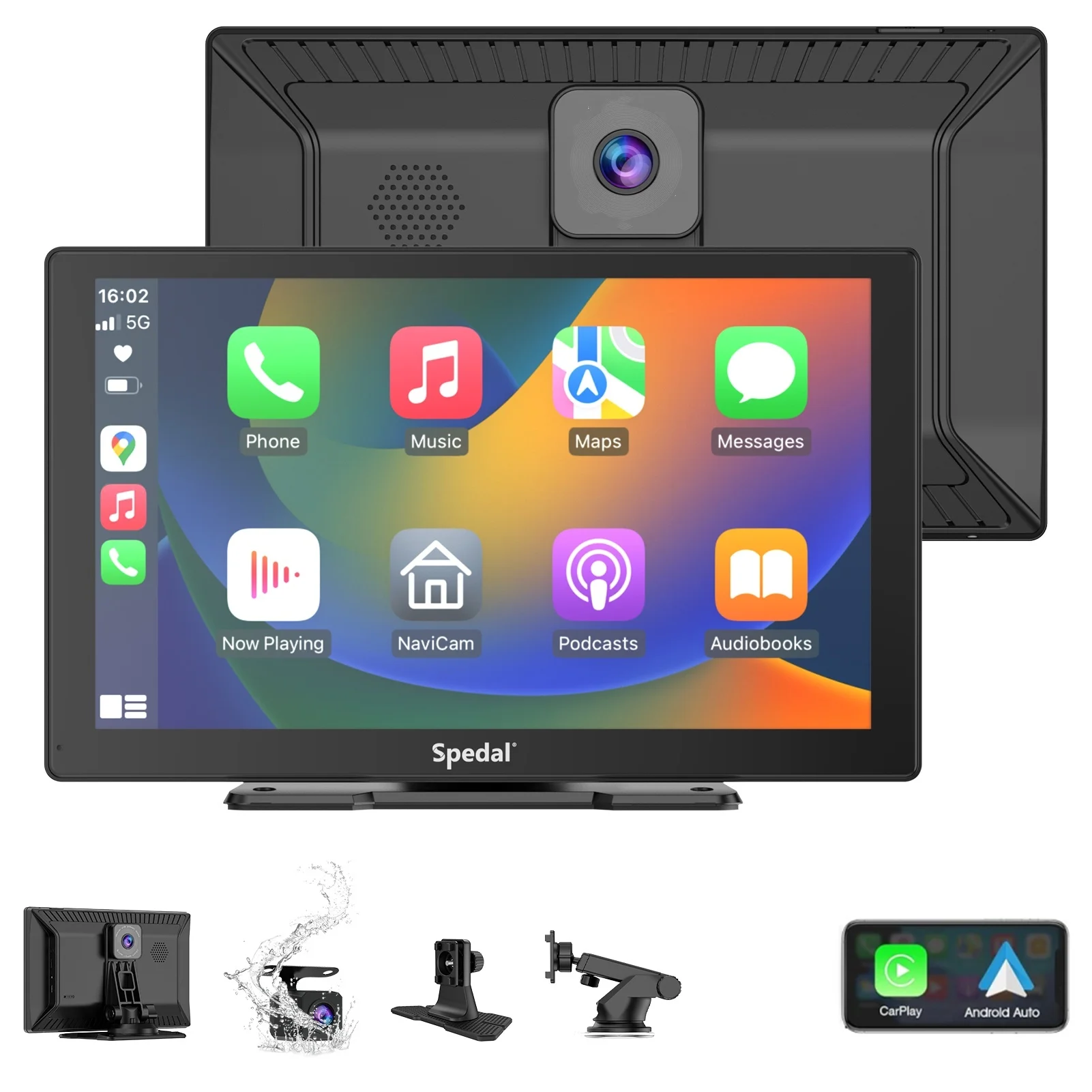 2K Dash Cam 1080P Telecamera di backup 9 Wireless Carplay Android Auto Stereo portatile GPS Ricevitori audio per auto Bluetooth 2025