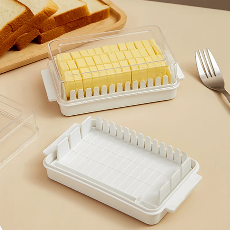 Japanese-style Transparent Cover Butter Divider Cutting Storage Box Butter Cheese Can Be Opened and Washed Refrigerator Crisper